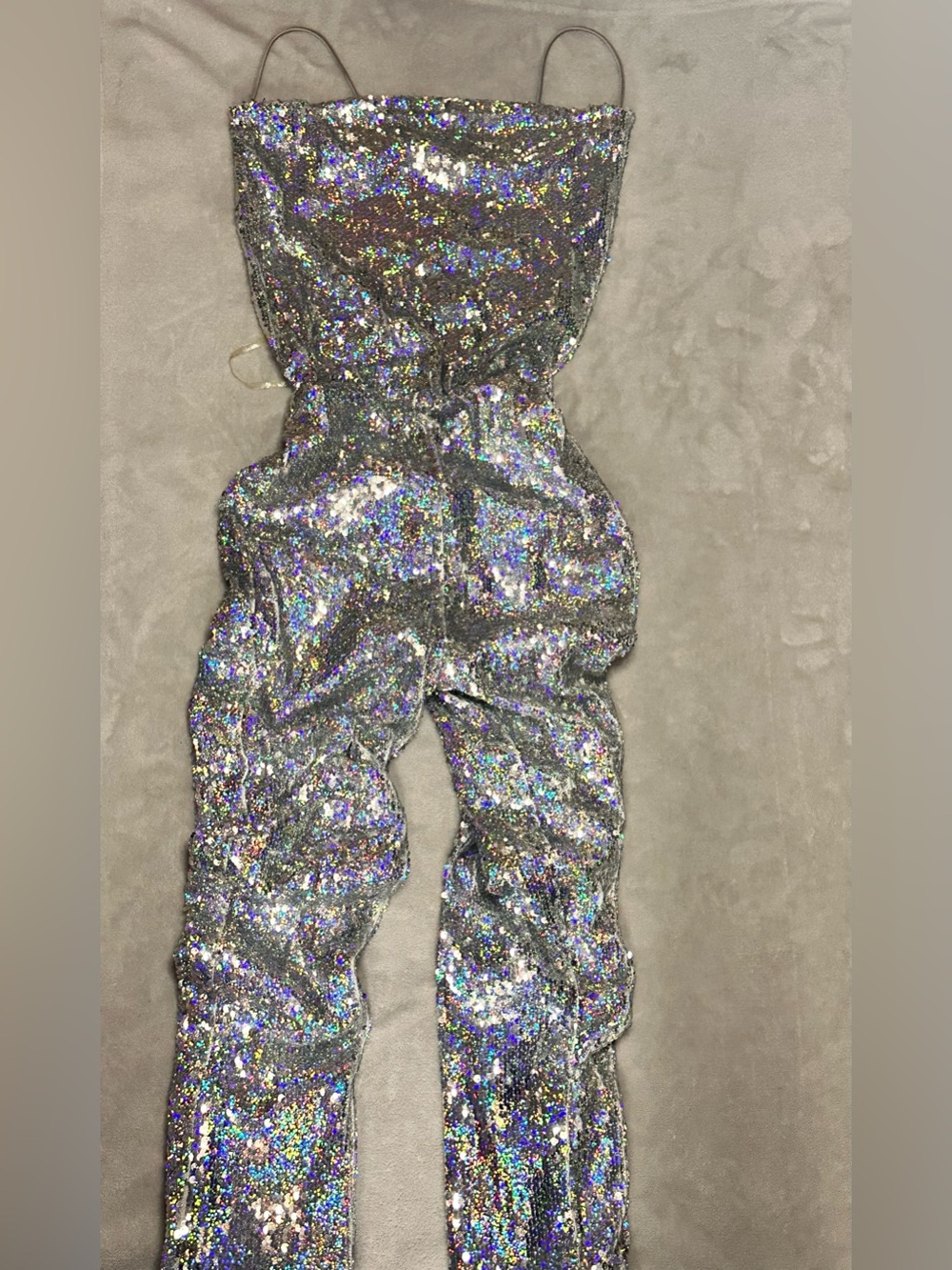 Hot & Delicious Holographic Silver Sequin Strapless Top
